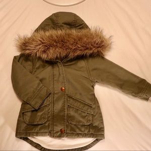Old Navy Girls Jacket w/Fur Hoodie Size 18-24M